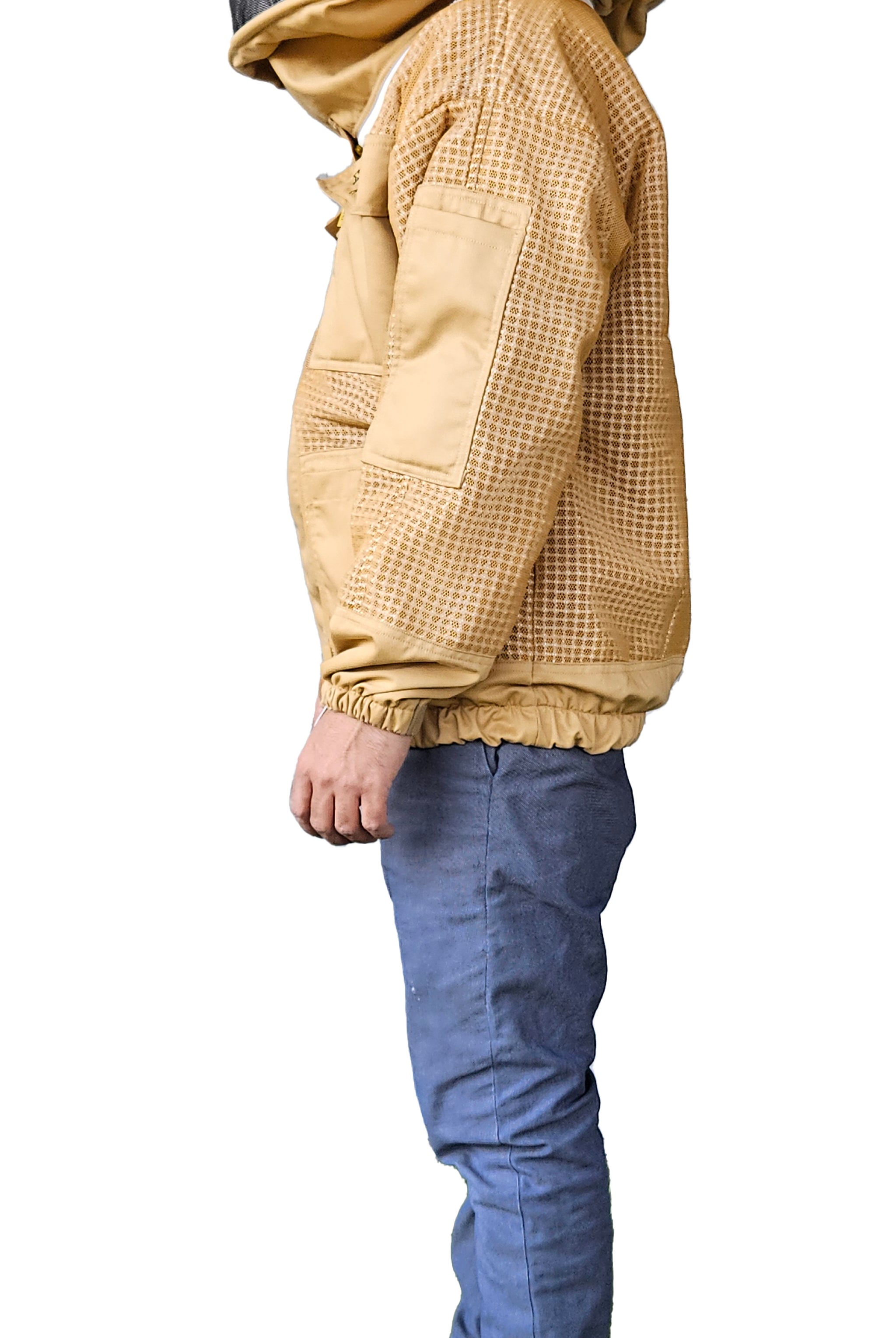Khaki 3 Layer Mesh Ventilated Beekeeping Jacket Left Side