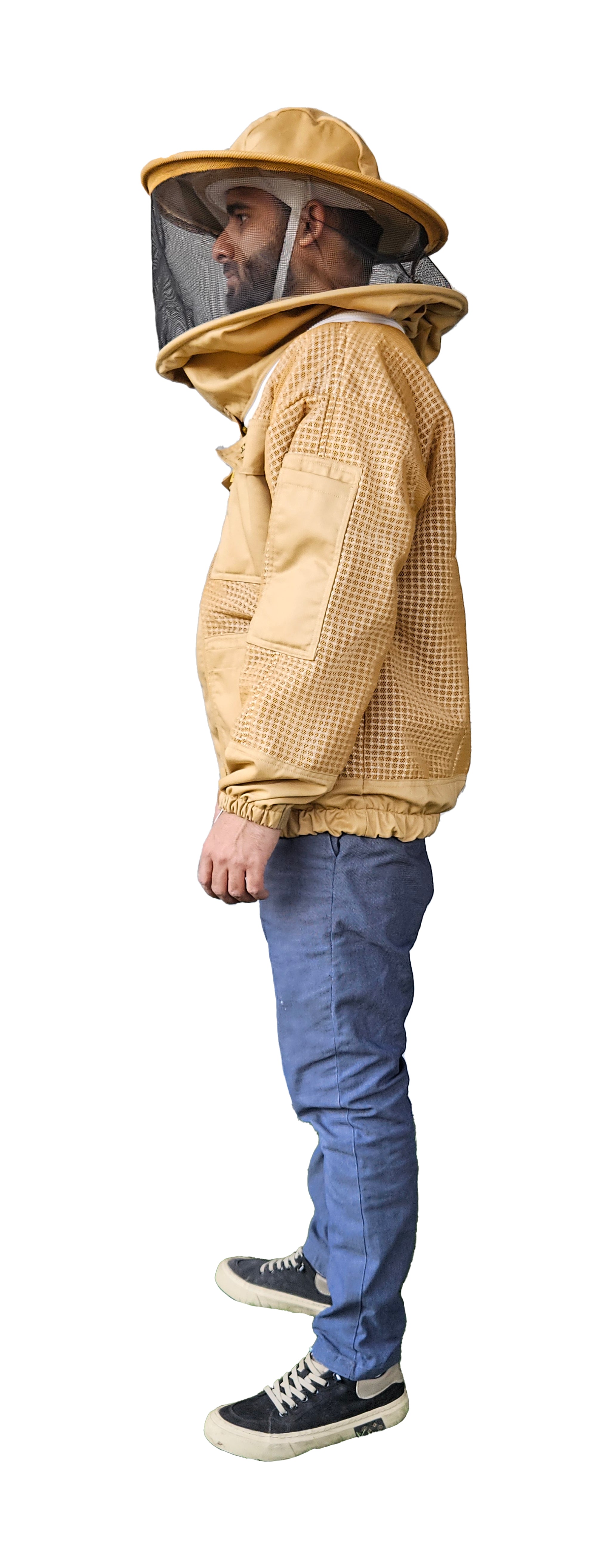 Khaki 3 Layer Mesh Ventilated Beekeeping Jacket Left Side