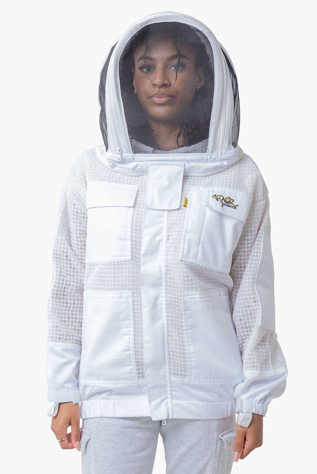 3 Layer Mesh Ventilated Beekeeping Jacket With Fencing Veil & Round Hat Veil - Premium Jackets