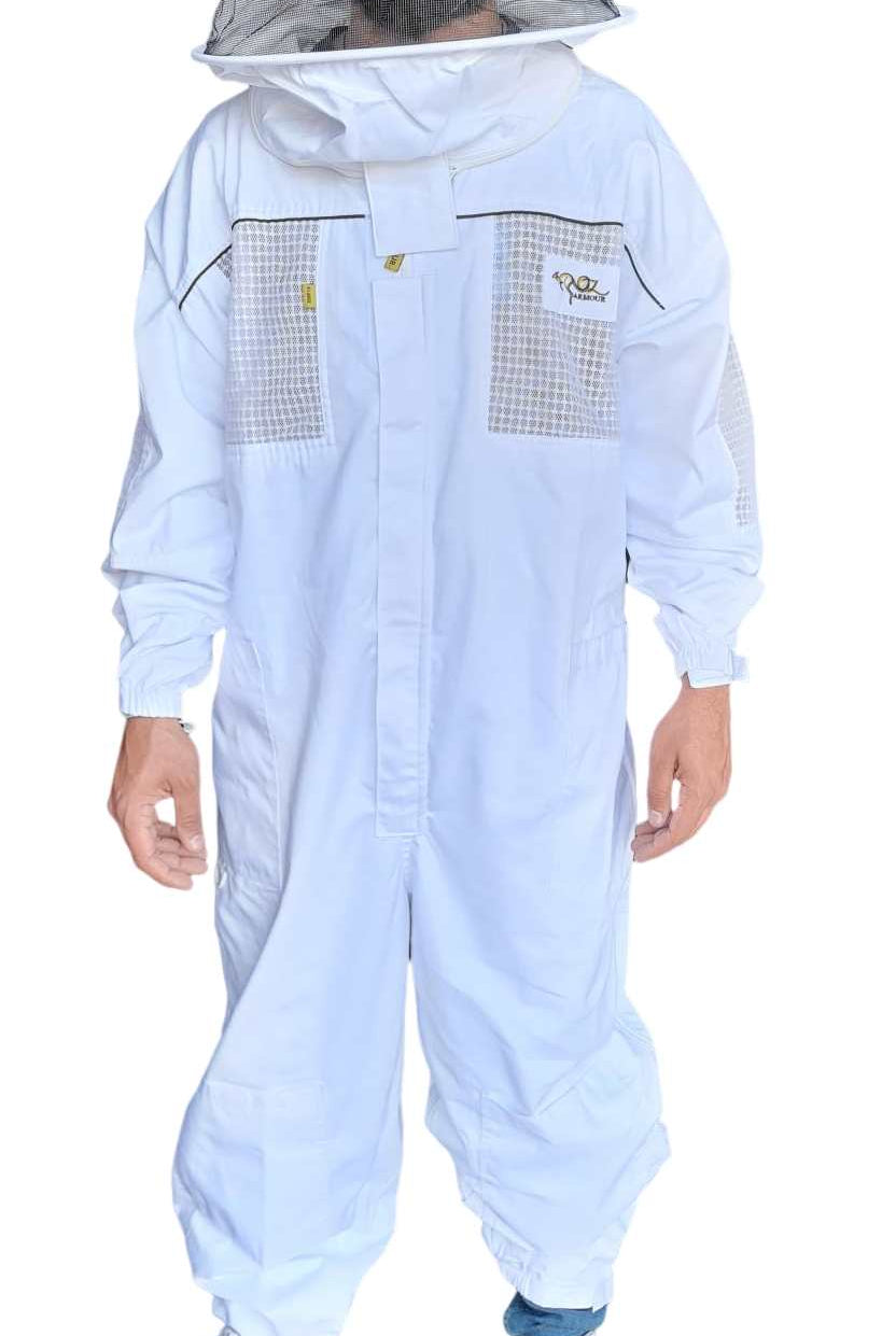 Blue OZ ARMOUR colored beekeeping suit with round hat veil