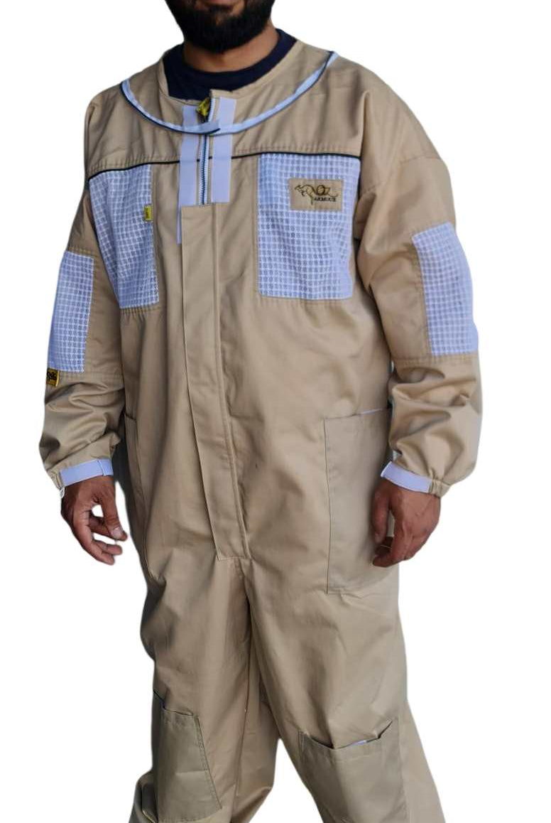 Brown OZ ARMOUR colored ventilated beekeeping suit front view