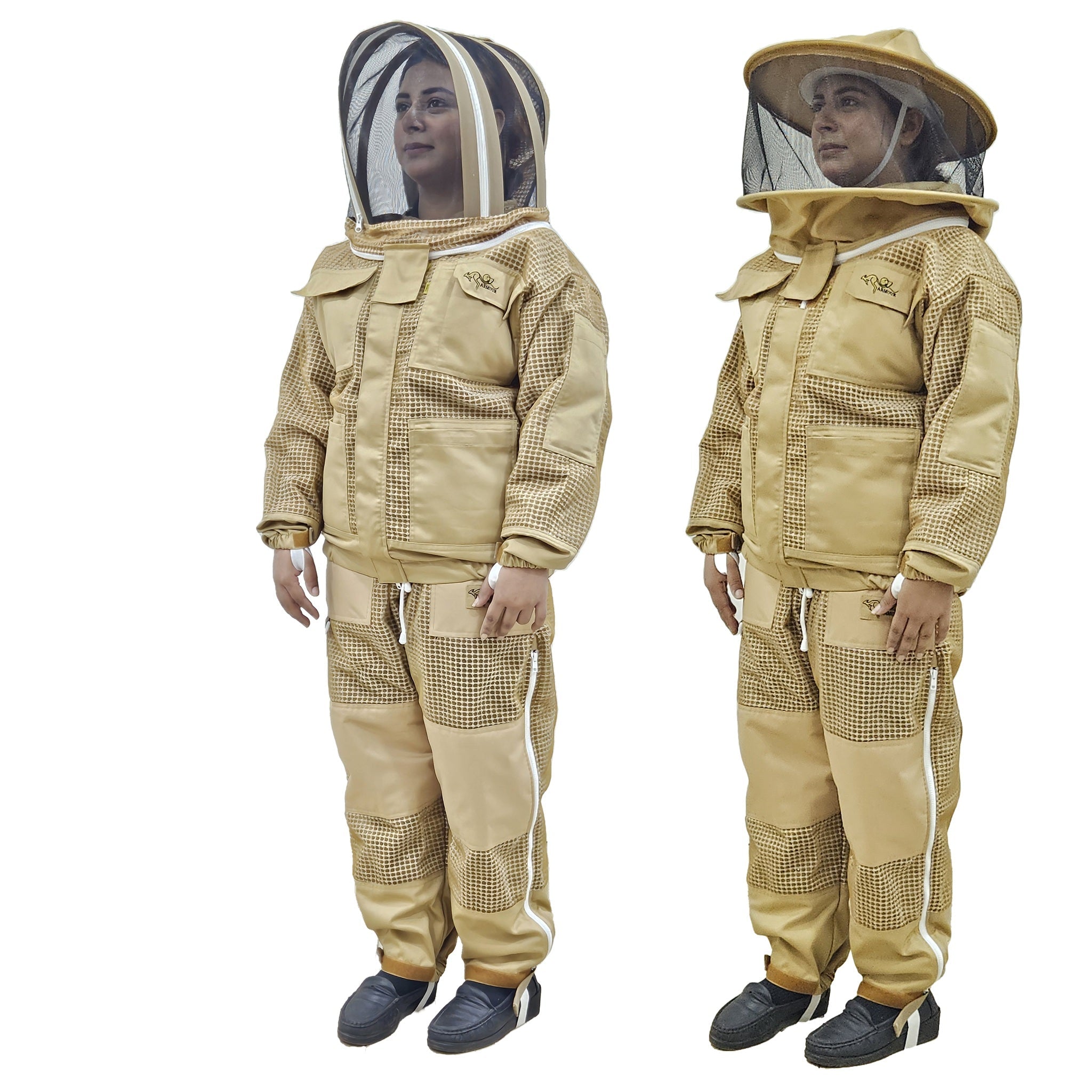Khaki Beekeeping Jacket & Trousers Pants Set 3 Layer Mesh