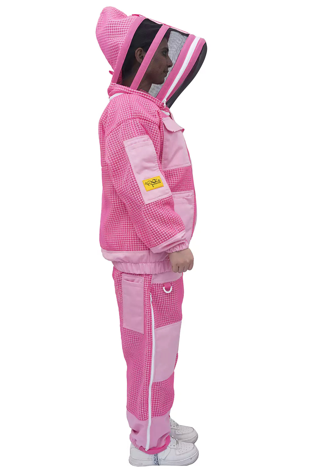 Pink Beekeeping Jacket & Trousers Pants Set 3 Layer Mesh with veil Right Side