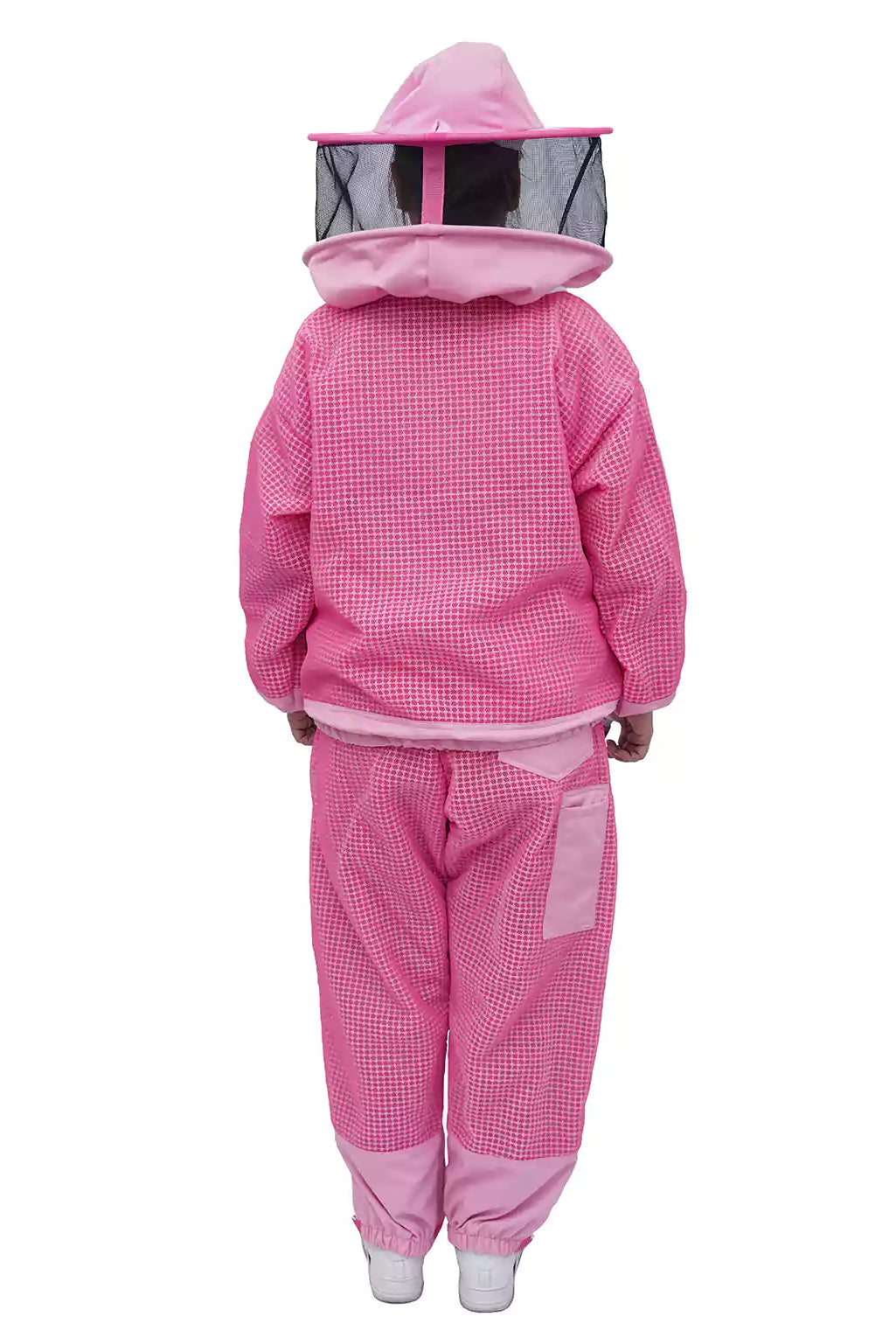 Pink Beekeeping Jacket & Trousers Pants Set 3 Layer Mesh with veil Back Side