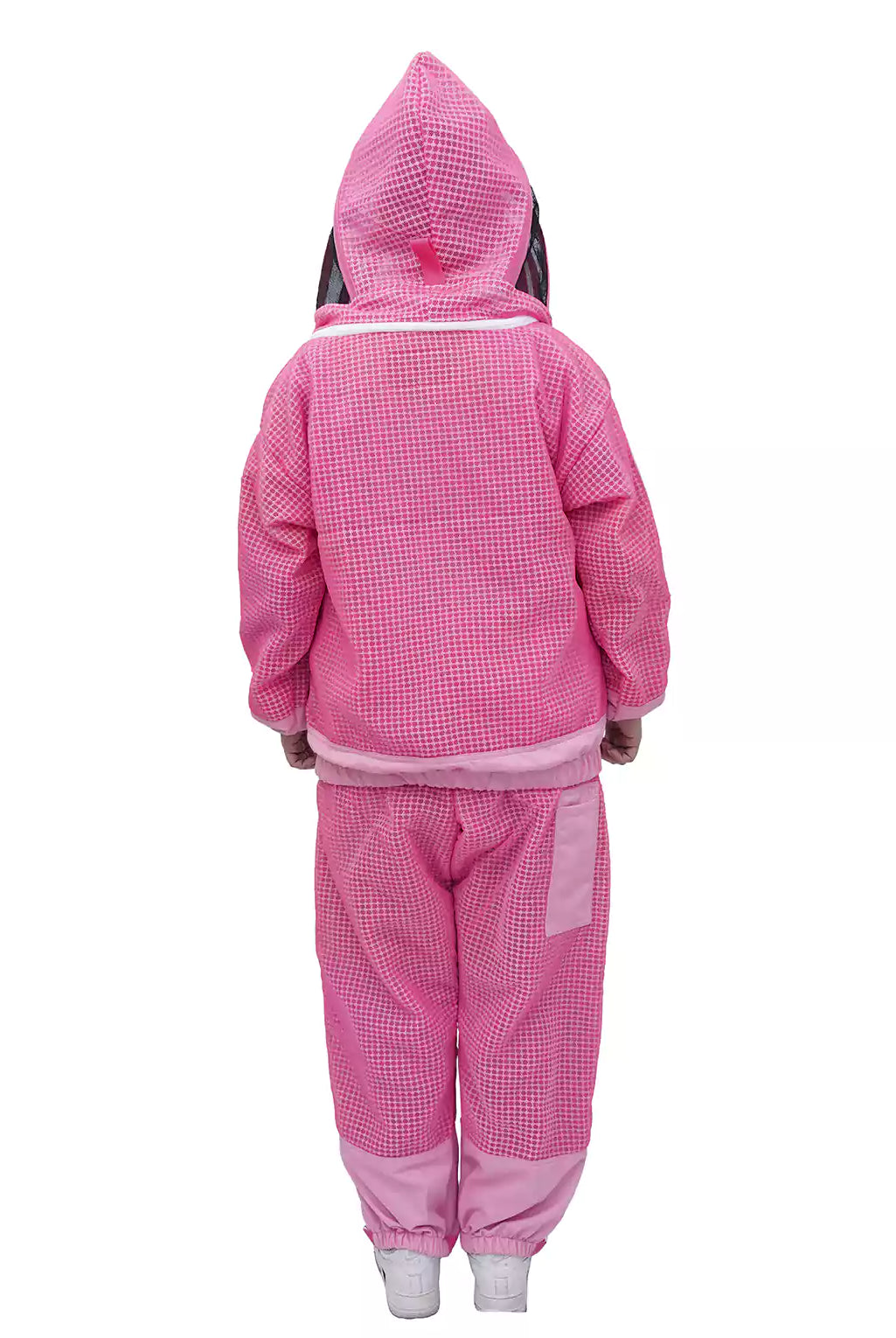 Pink Beekeeping Jacket & Trousers Pants Set 3 Layer Mesh with veil - Back Side