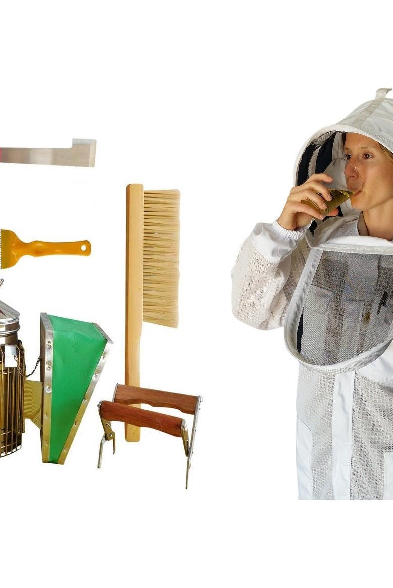 Beekeeping Starter Kit 4 With Three Layer Mesh Beekeeping Suit