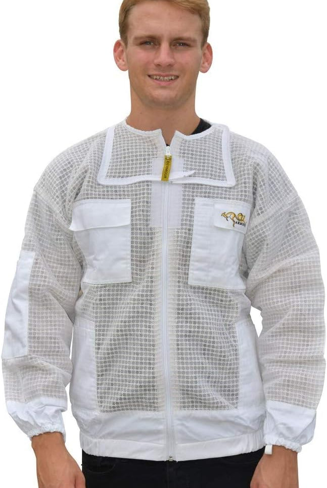 Beekeeping Suit Jacket & Trousers Pants with 2 Veils Fencing & Round Brim Hat Ventilated 3 Layer Mesh Costume -