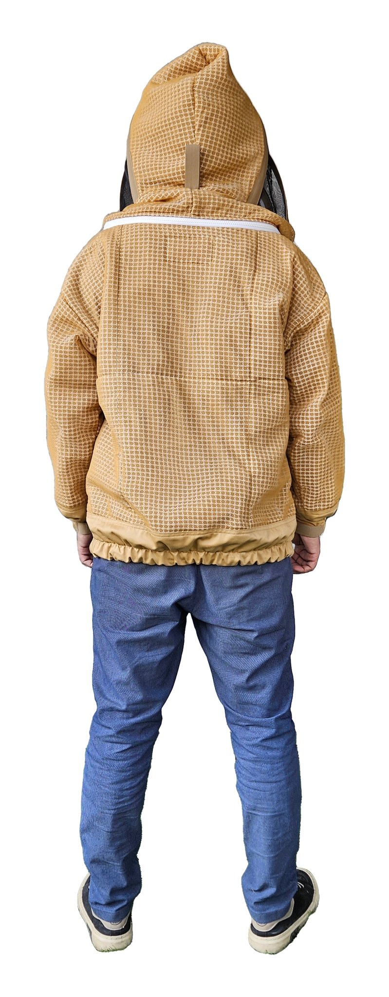 Khaki 3 Layer Mesh Ventilated Beekeeping Jacket With Fencing Veil & Round Hat Veil - Premium Jackets