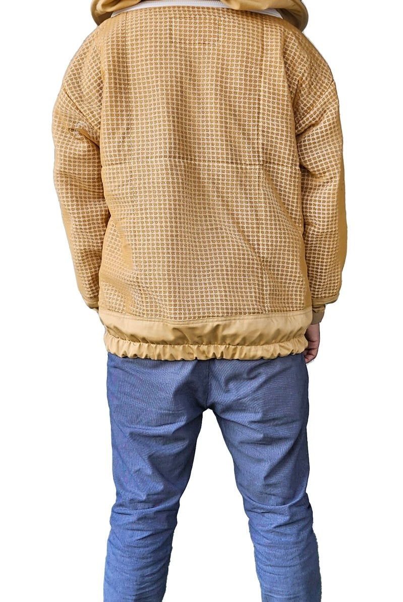 Khaki 3 Layer Mesh Ventilated Beekeeping Jacket With Fencing Veil & Round Hat Veil - Premium Jackets