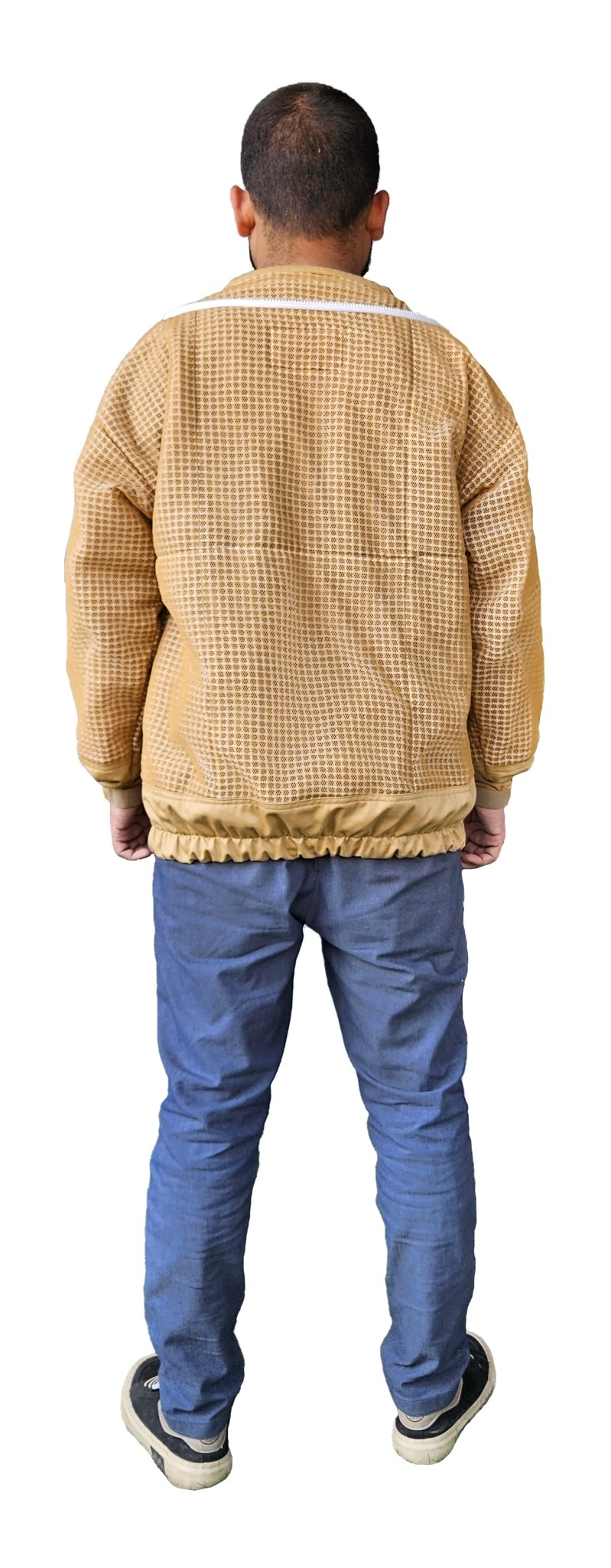 Khaki 3 Layer Mesh Ventilated Beekeeping Jacket With Fencing Veil & Round Hat Veil - Premium Jackets