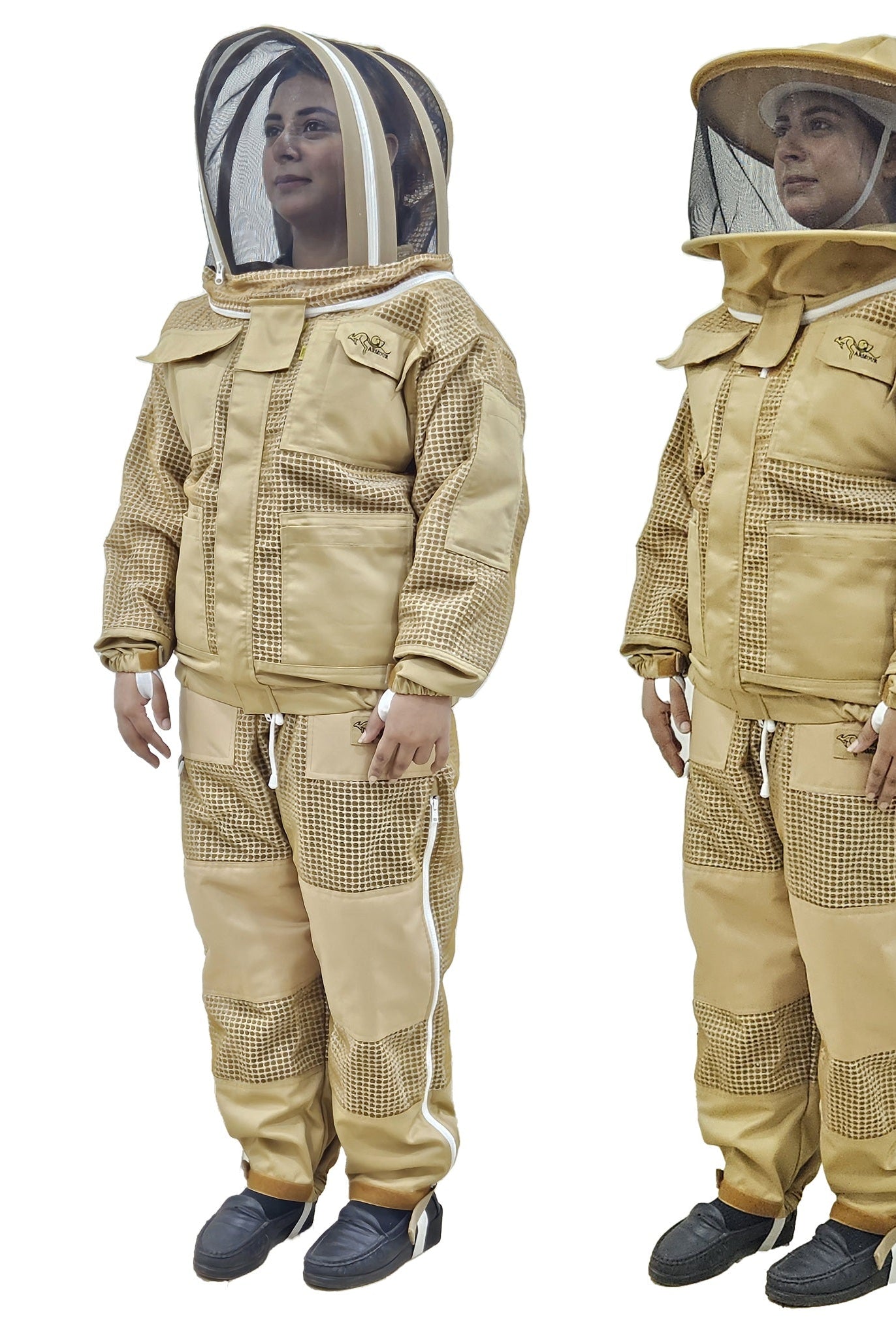 Khaki Beekeeping Jacket & Trousers Pants Set 3 Layer Mesh - Premium Jackets