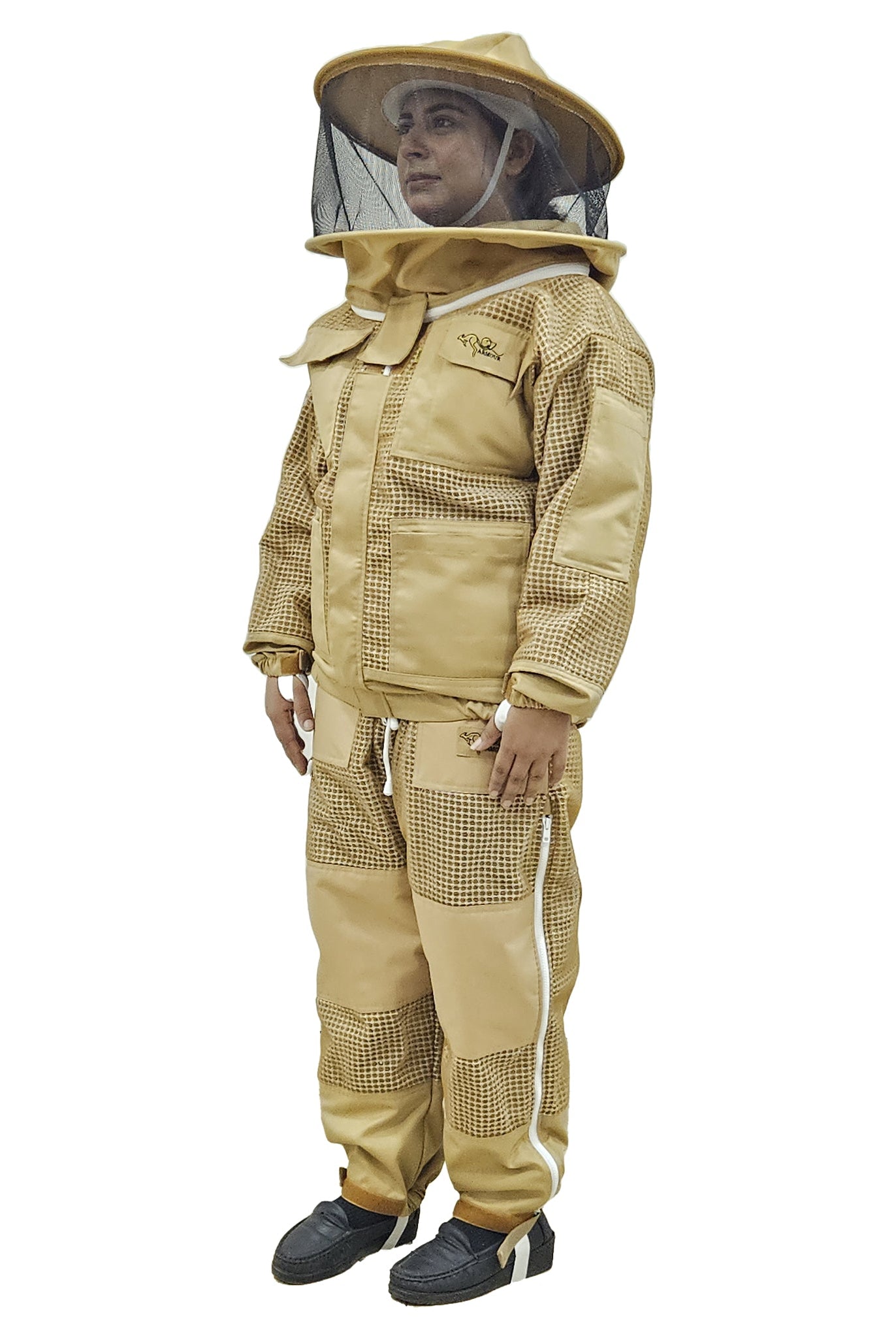 Khaki Beekeeping Jacket & Trousers Pants Set 3 Layer Mesh - Premium Jackets