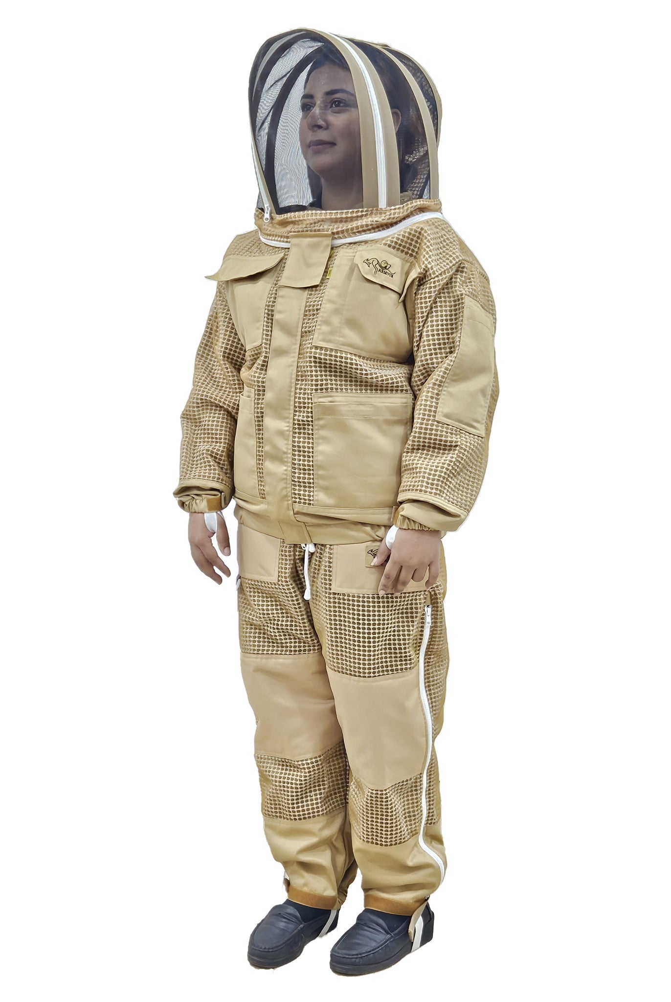 Khaki Beekeeping Jacket & Trousers Pants Set 3 Layer Mesh - Premium Jackets