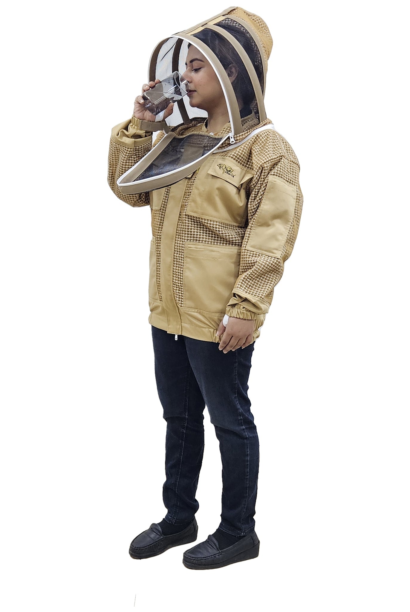Khaki Beekeeping Jacket & Trousers Pants Set 3 Layer Mesh - Premium Jackets
