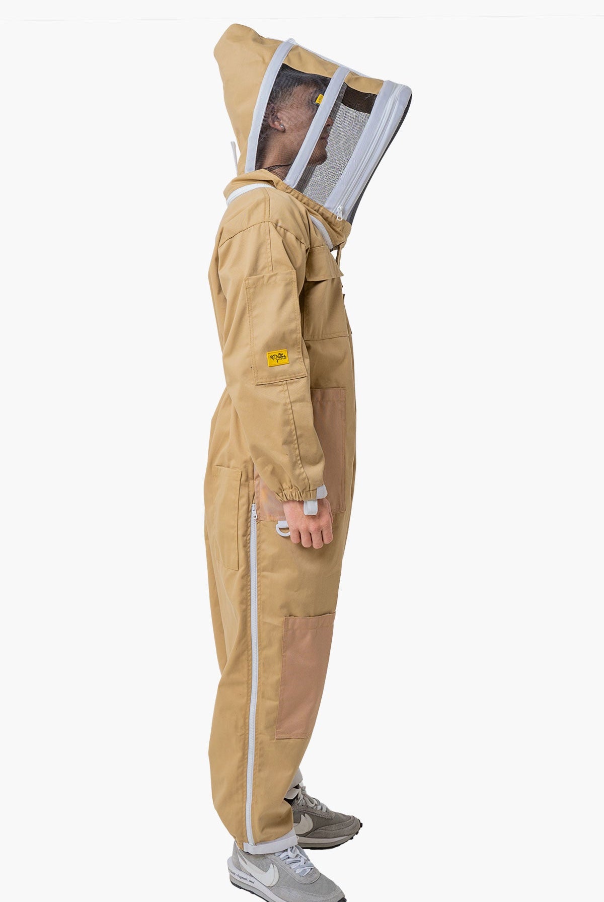 Khaki Poly Cotton Beekeeping Suit With Fencing Veil & Round Brim Hat - Premium Adult Suits