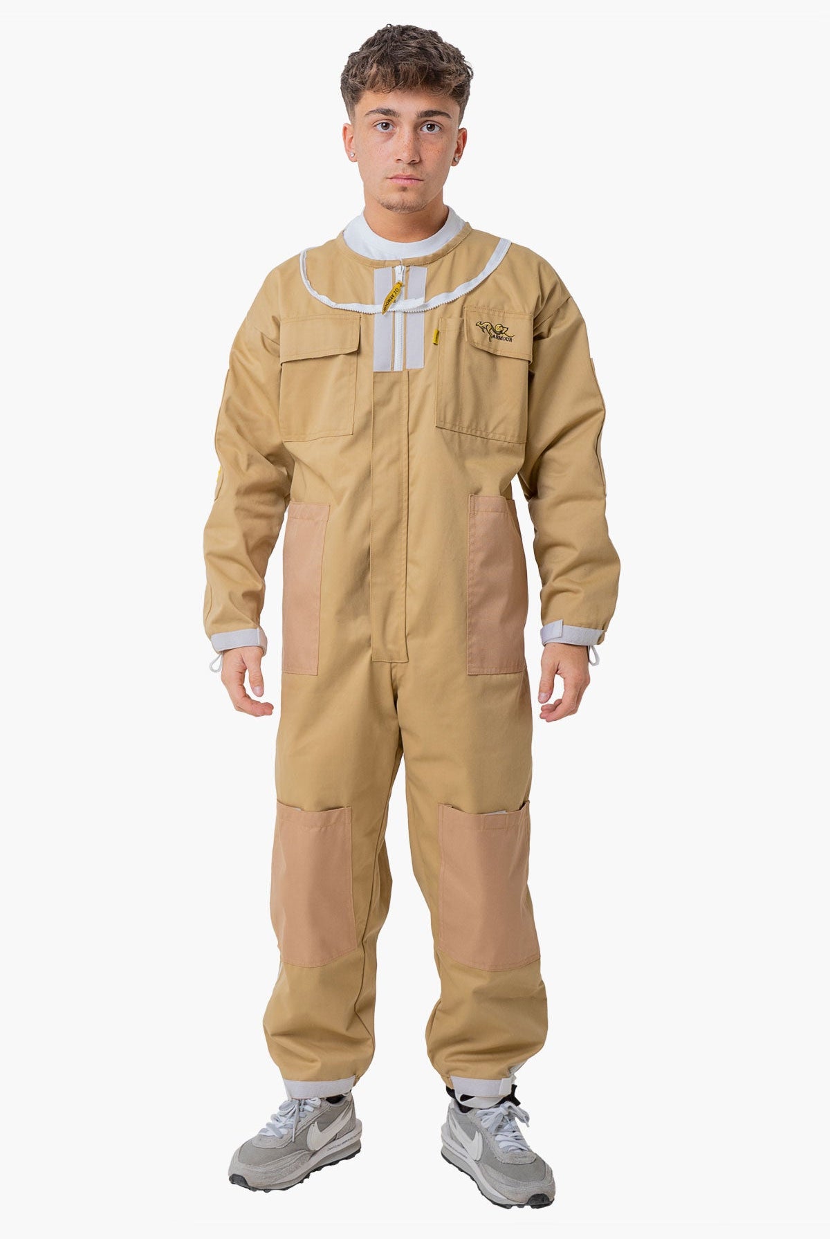 Khaki Poly Cotton Beekeeping Suit With Fencing Veil & Round Brim Hat - Premium Adult Suits