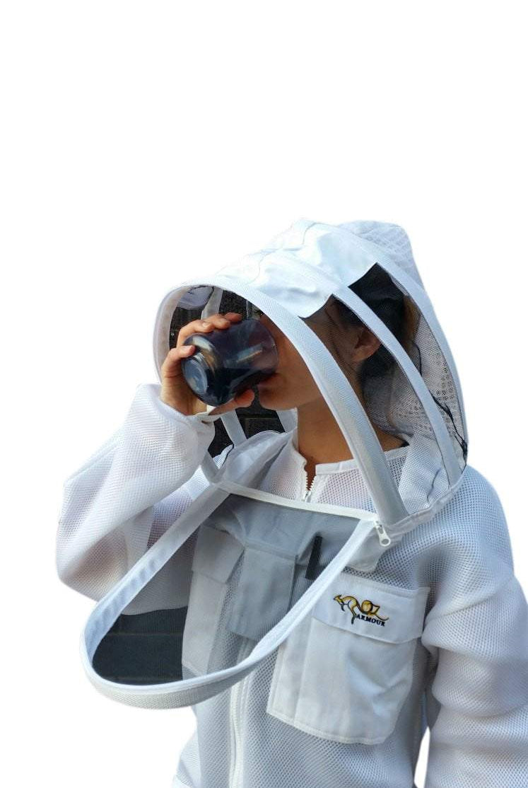 OZ ARMOUR Double Layer Air Mesh ventilated Beekeeping Suit with Fencing Veil - Beekeeper Costume Kit - Premium Adult Suits and Jackets