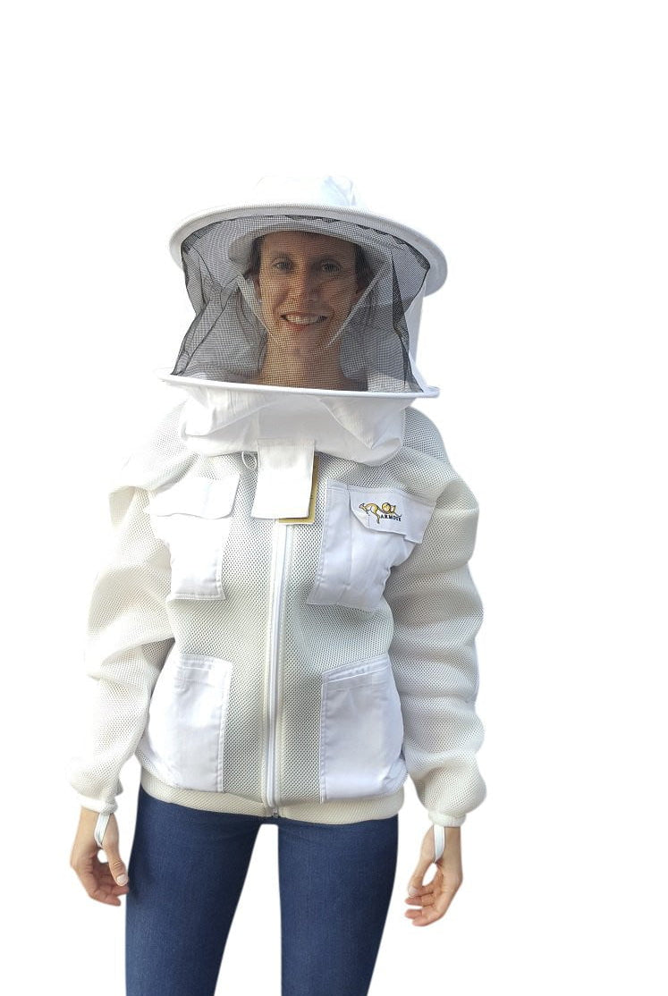OZ ARMOUR Double Layer Mesh Ventilated Beekeeping Jacket With Round Hat Veil - Premium Adult Suits and Jackets