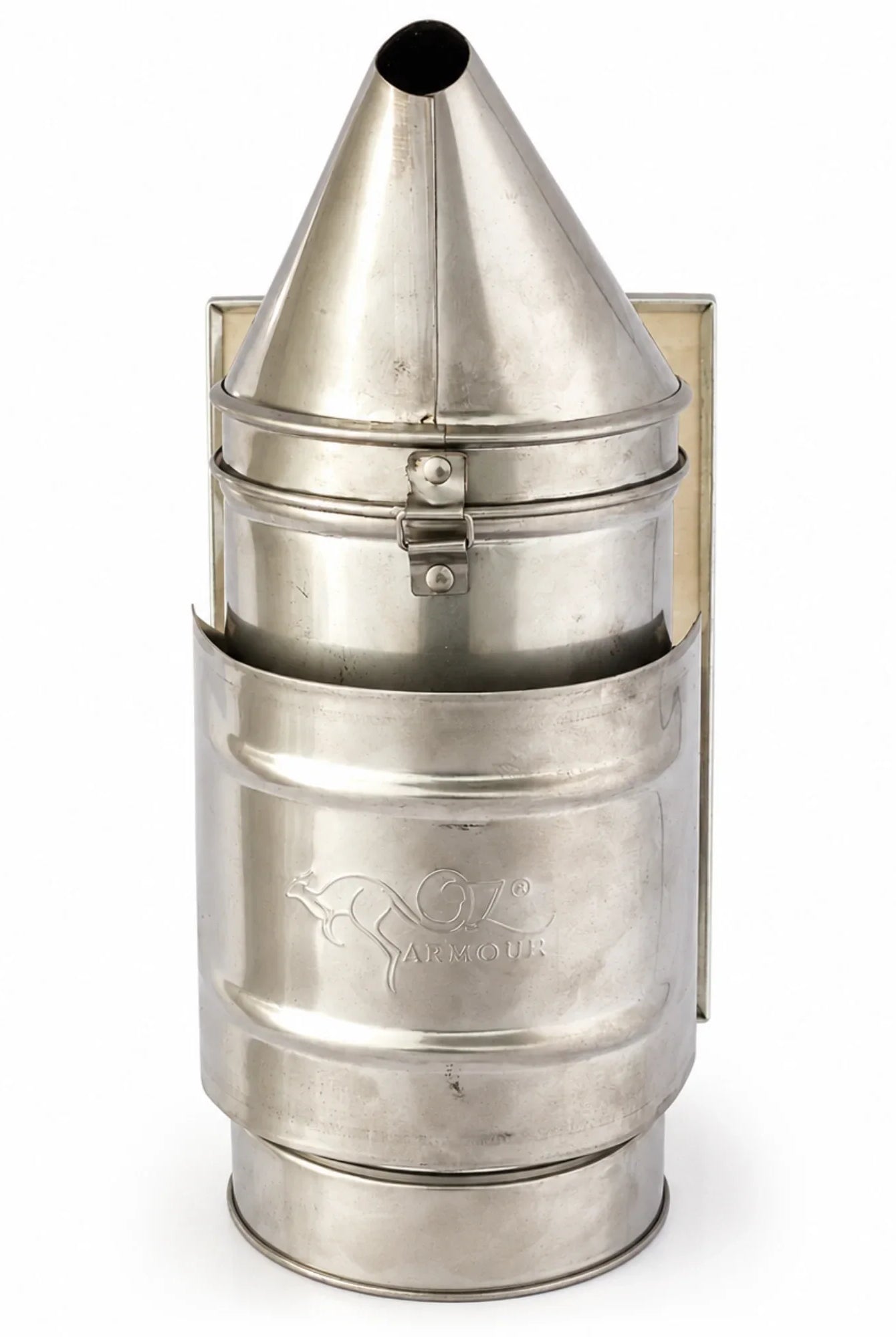 OZ Armour stainless steel bee smoker with heat shield