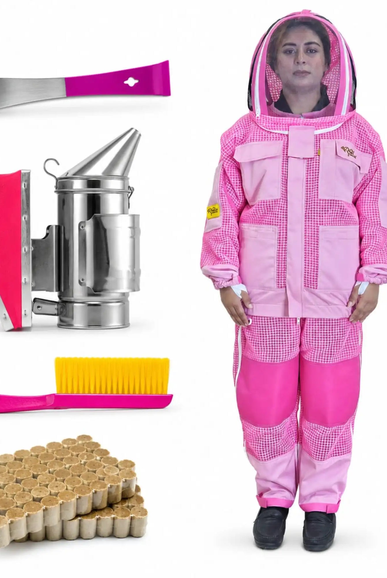 Pink Beekeeping Starter Kit – Full Suit, Smoker, Hive Tool & Bee Brush