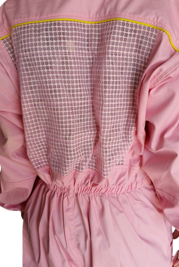 Pink Poly Cotton Semi Ventilated Beekeeping Suit With Fencing Veil & Round Hat Veil - Premium Adult Suits