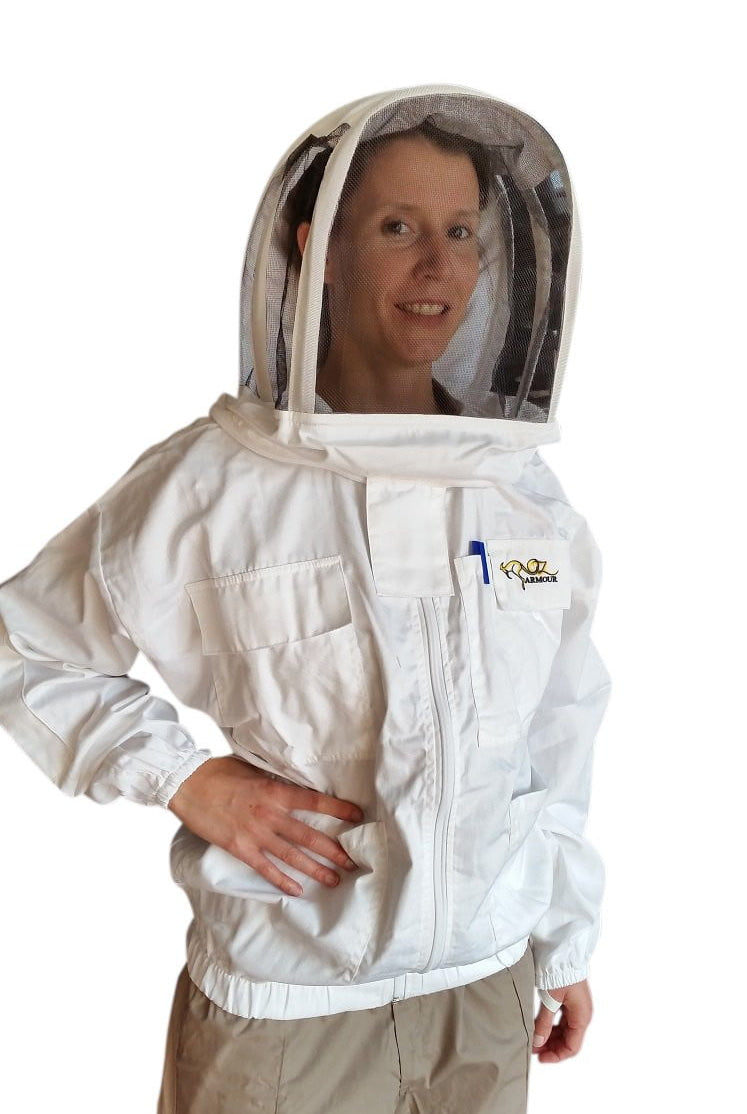 Poly Cotton Beekeeping Jacket With Fencing and Round Hat Veils - Premium Jackets