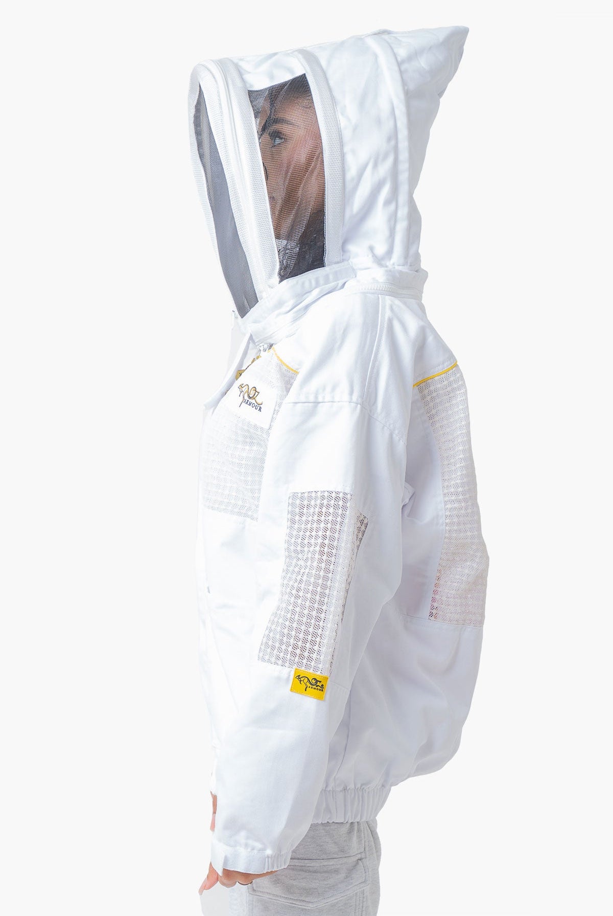 Poly Cotton Semi Ventilated Beekeeping Jacket With Fencing Veil & Round Hat Veil - Premium Jackets