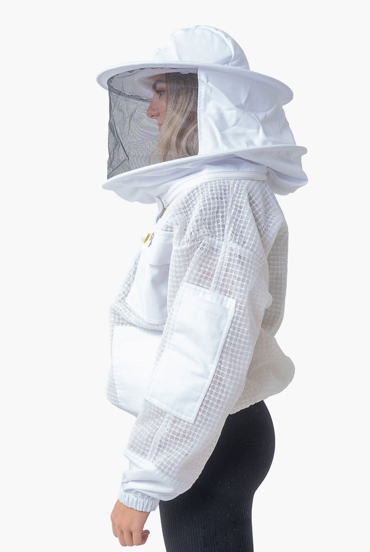 Poly Cotton Semi Ventilated Beekeeping Jacket With Fencing Veil & Round Hat Veil - Premium Jackets