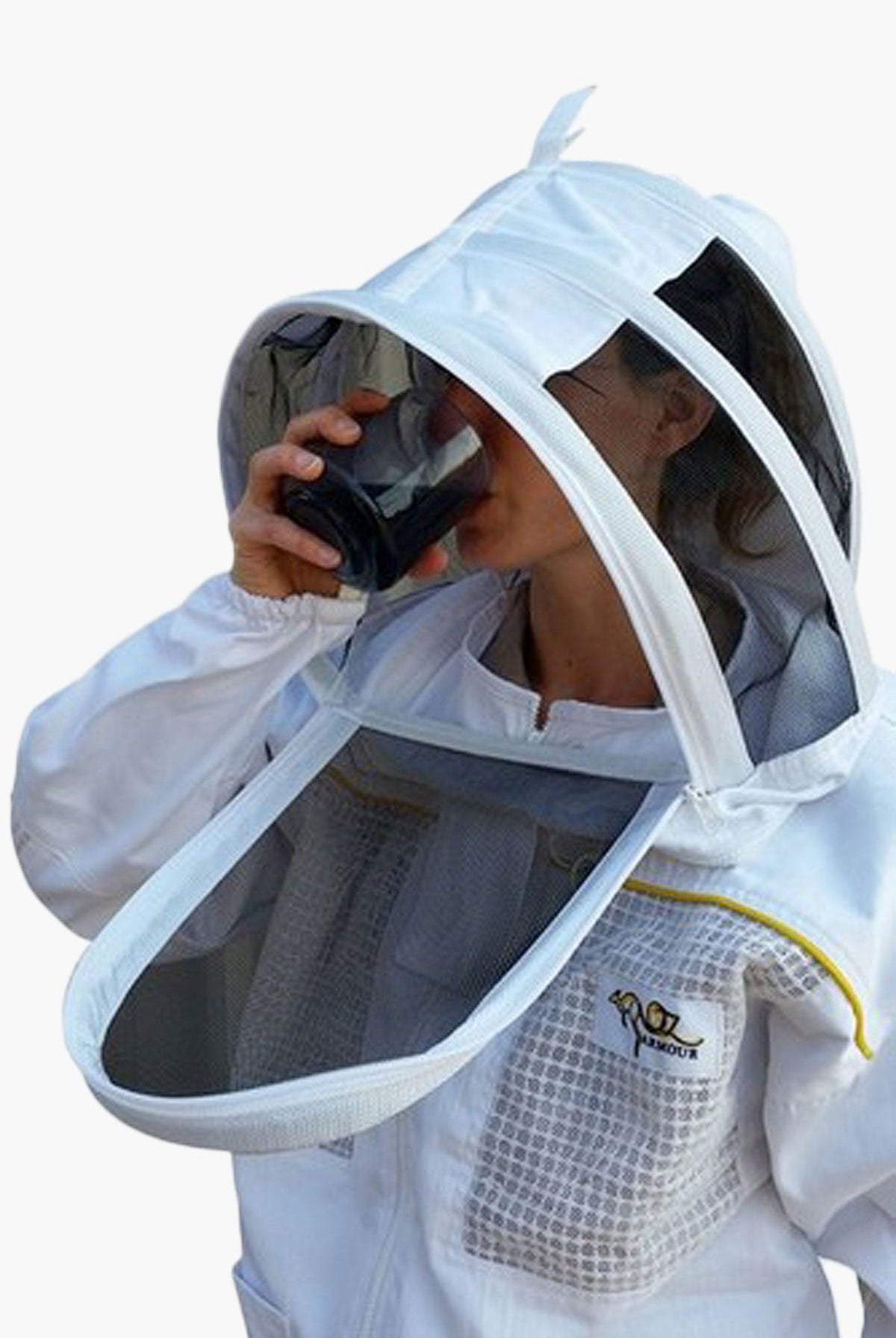 Poly Cotton Semi Ventilated Beekeeping Suit With Fencing Veil & Round Brim Hat - Premium Adult Suits