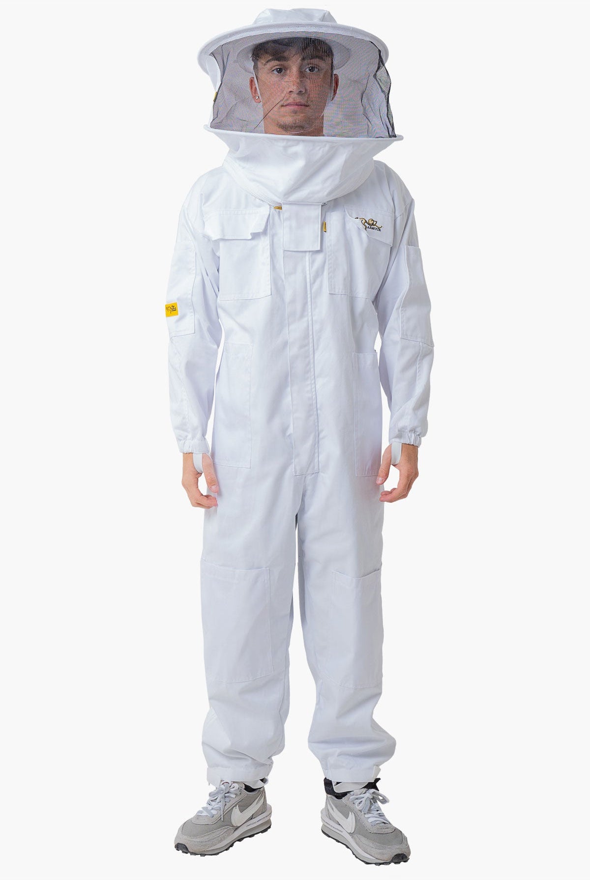 Pre Shrunk Poly Cotton Beekeeping Suit With Fencing Veil & Round Hat Veil - Premium Adult Suits