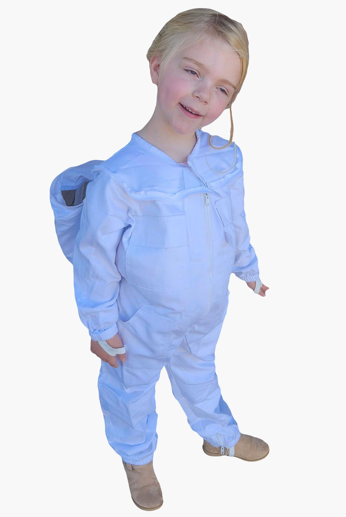 White Poly Cotton Children's Beekeeping Suits With Fencing Veil - Suits