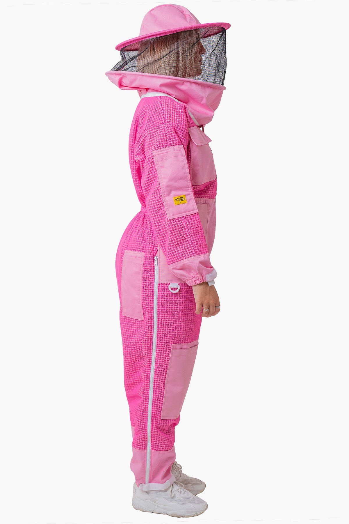 3 Layer Mesh Pink Beekeeping Suit With Fencing Veil & Gloves - Premium Adult Suits