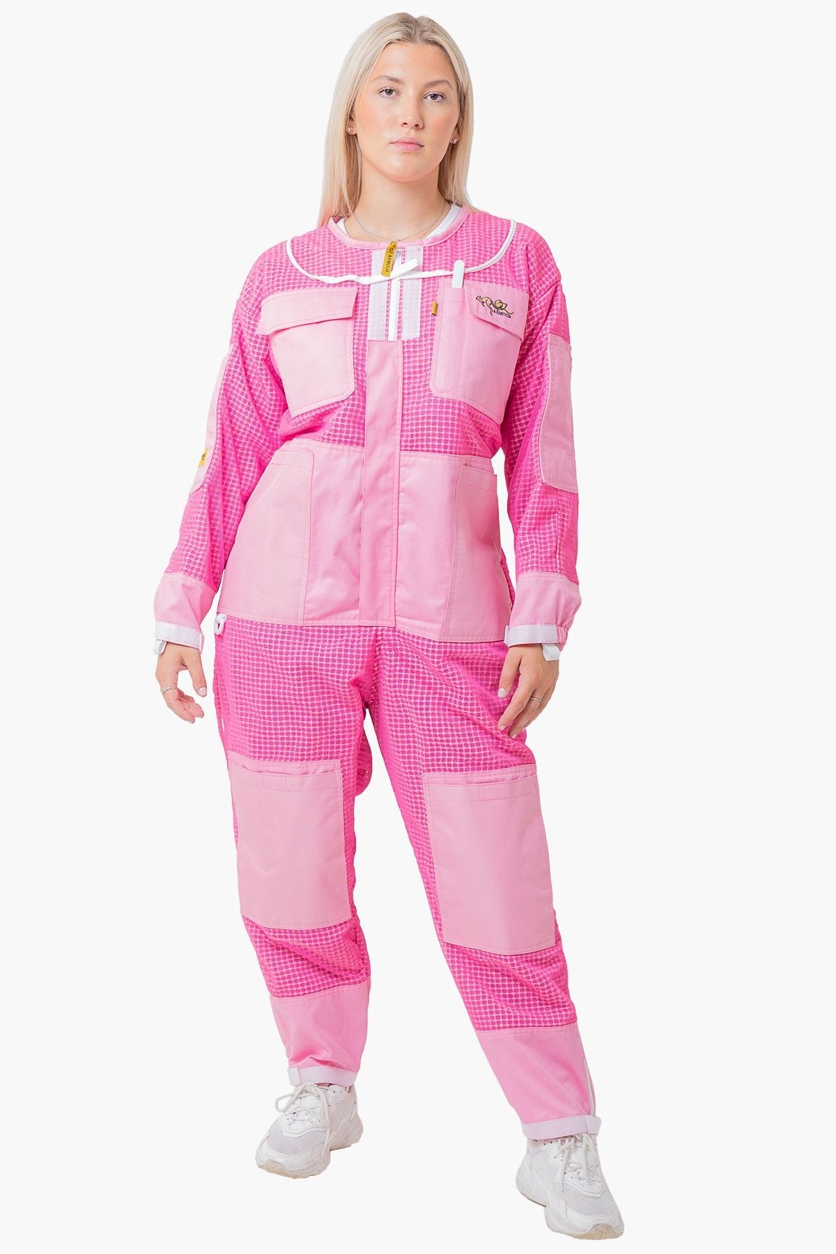 3 Layer Mesh Pink Beekeeping Suit With Fencing Veil & Gloves - Premium Adult Suits