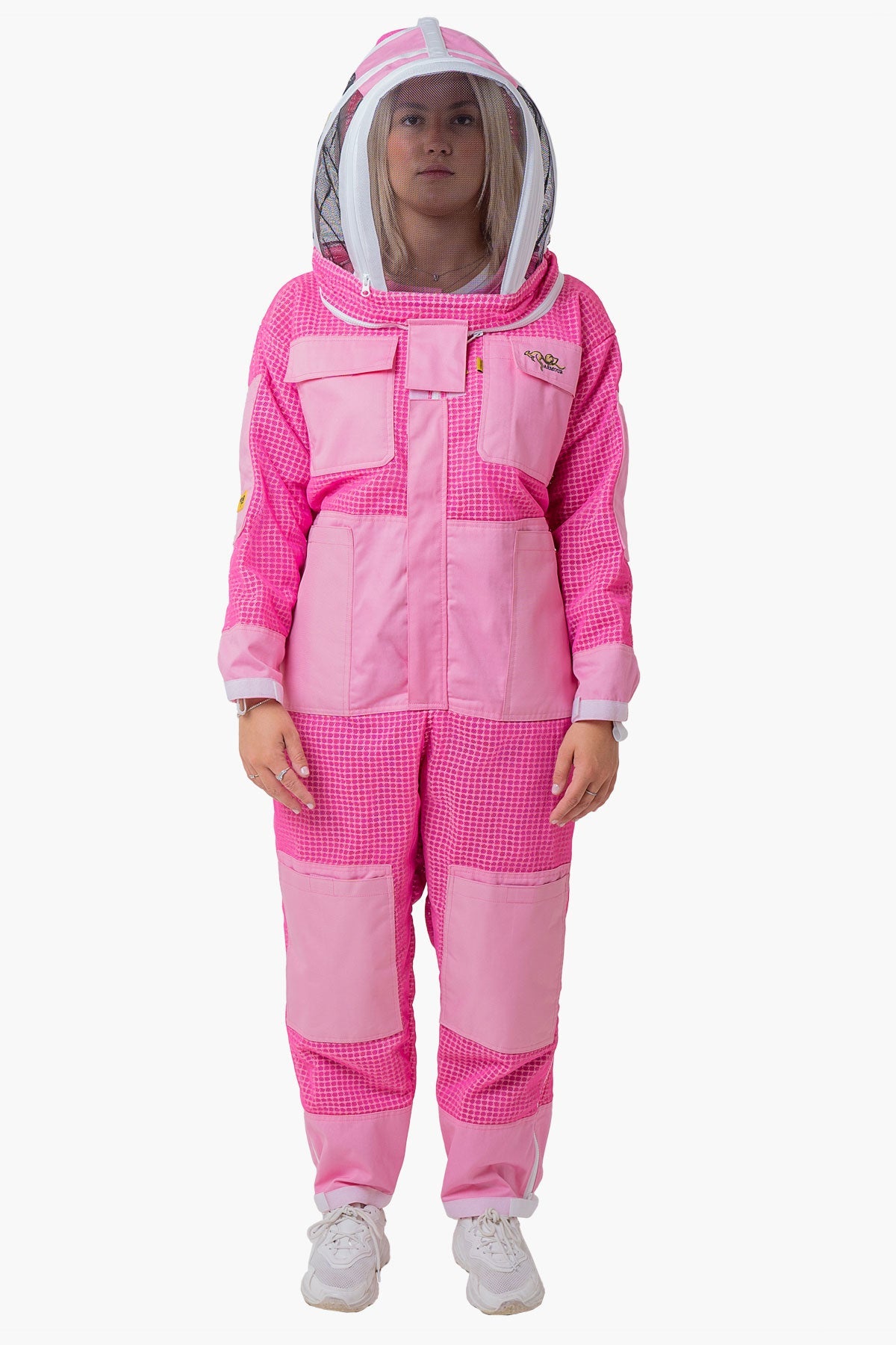 3 Layer Mesh Pink Beekeeping Suit With Fencing Veil & Gloves - Premium Adult Suits