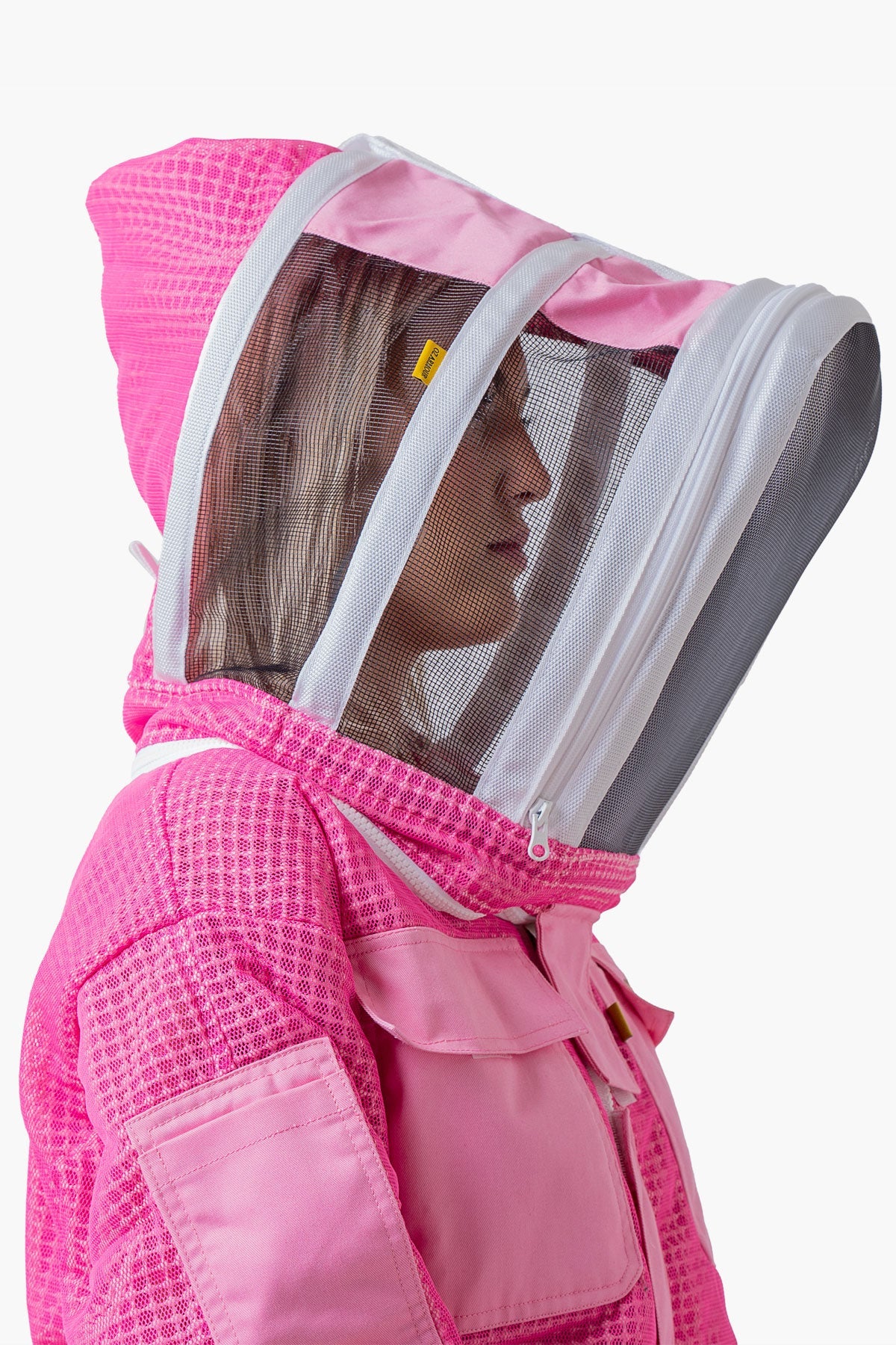 3 Layer Mesh Pink Beekeeping Suit With Fencing Veil & Gloves - Premium Adult Suits