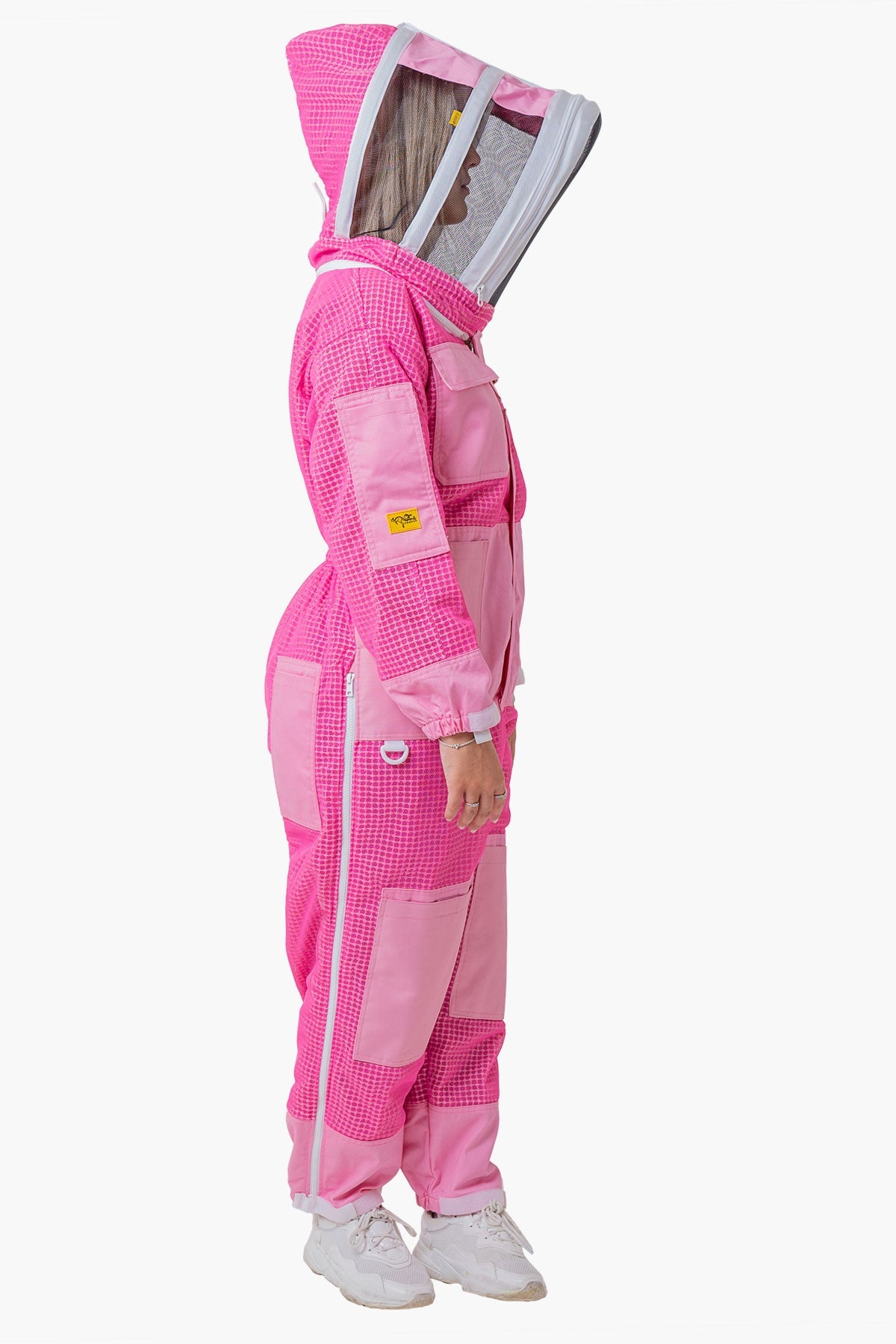 3 Layer Mesh Pink Beekeeping Suit With Fencing Veil & Gloves - Premium Adult Suits