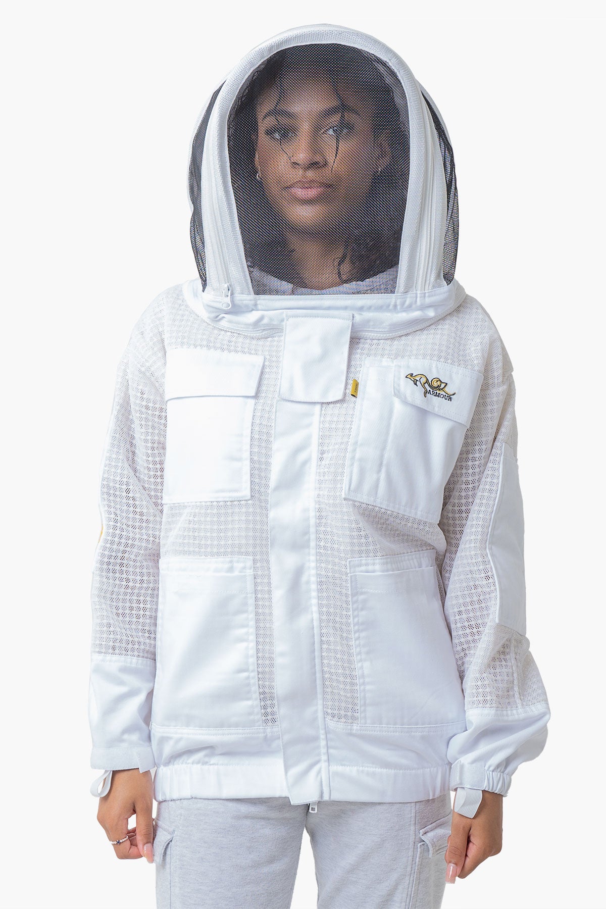 3 Layer Mesh Ventilated Beekeeping Jacket With Fencing Veil & Round Hat Veil - Premium Jackets