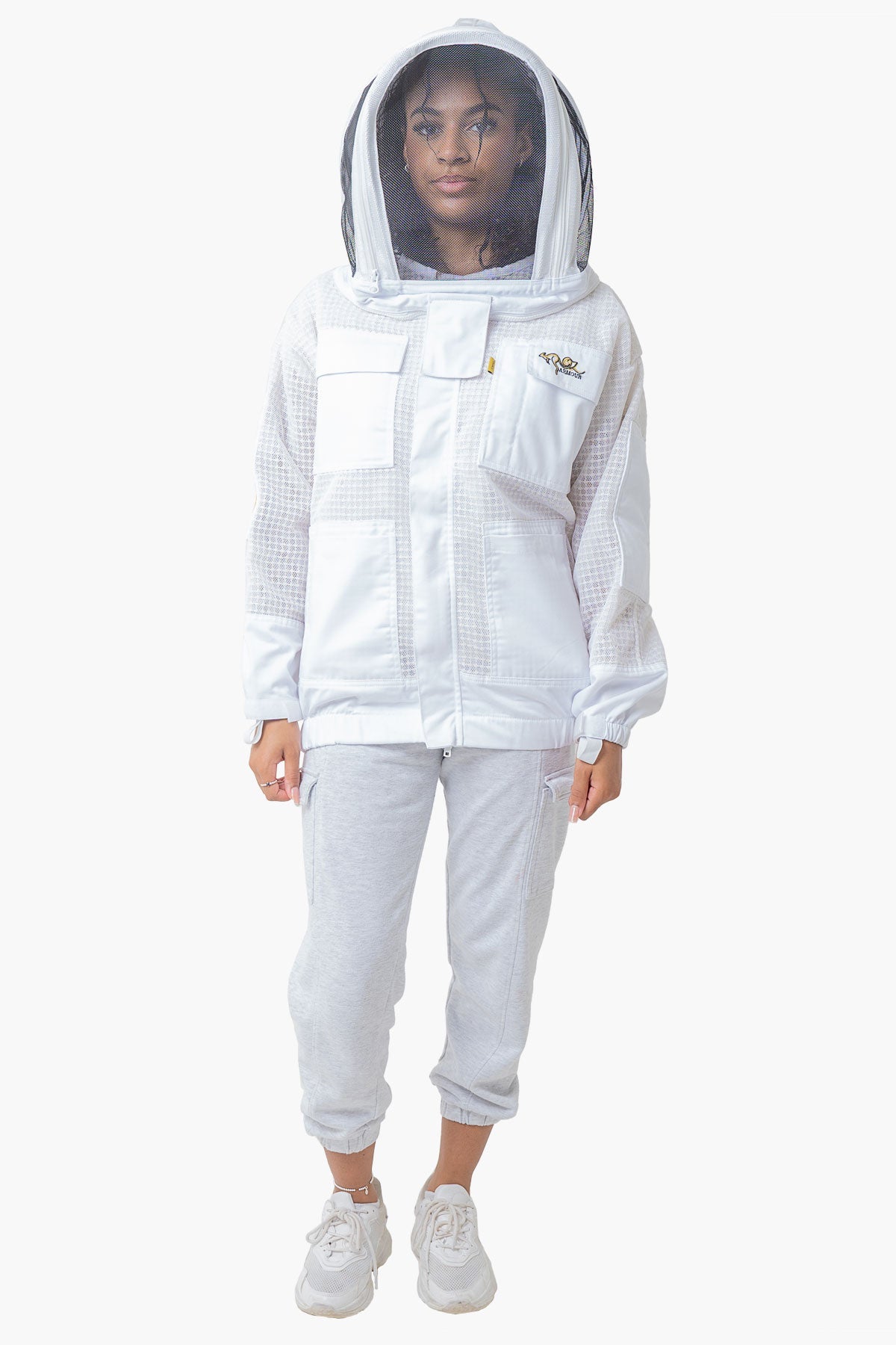 3 Layer Mesh Ventilated Beekeeping Jacket With Fencing Veil & Round Hat Veil - Premium Jackets