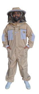 Beige OZ ARMOUR ventilated beekeeping suit with round hat veil
