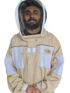 Close up of OZ ARMOUR beekeeping suit with round hat veil