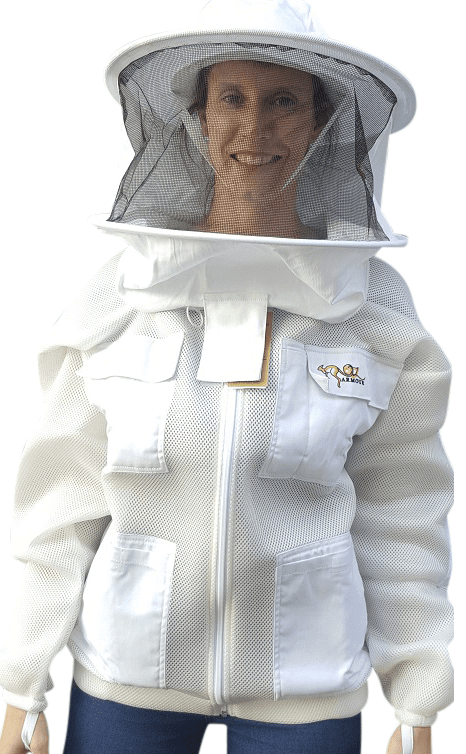 Double Layer Mesh Ventilated Beekeeping Jacket With Round Hat Veil