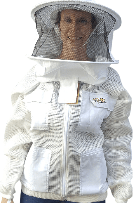 Double Layer Mesh Ventilated Beekeeping Jacket With Round Hat Veil