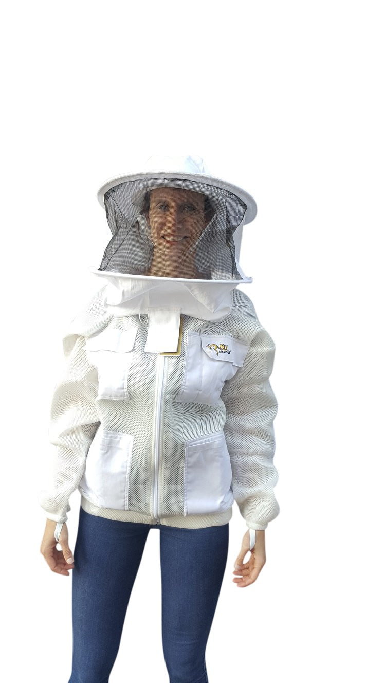 OZ ARMOUR Double Layer Mesh Ventilated Beekeeping Jacket With Round Hat Veil,Beekeeping,beekeeping gear,oz armour