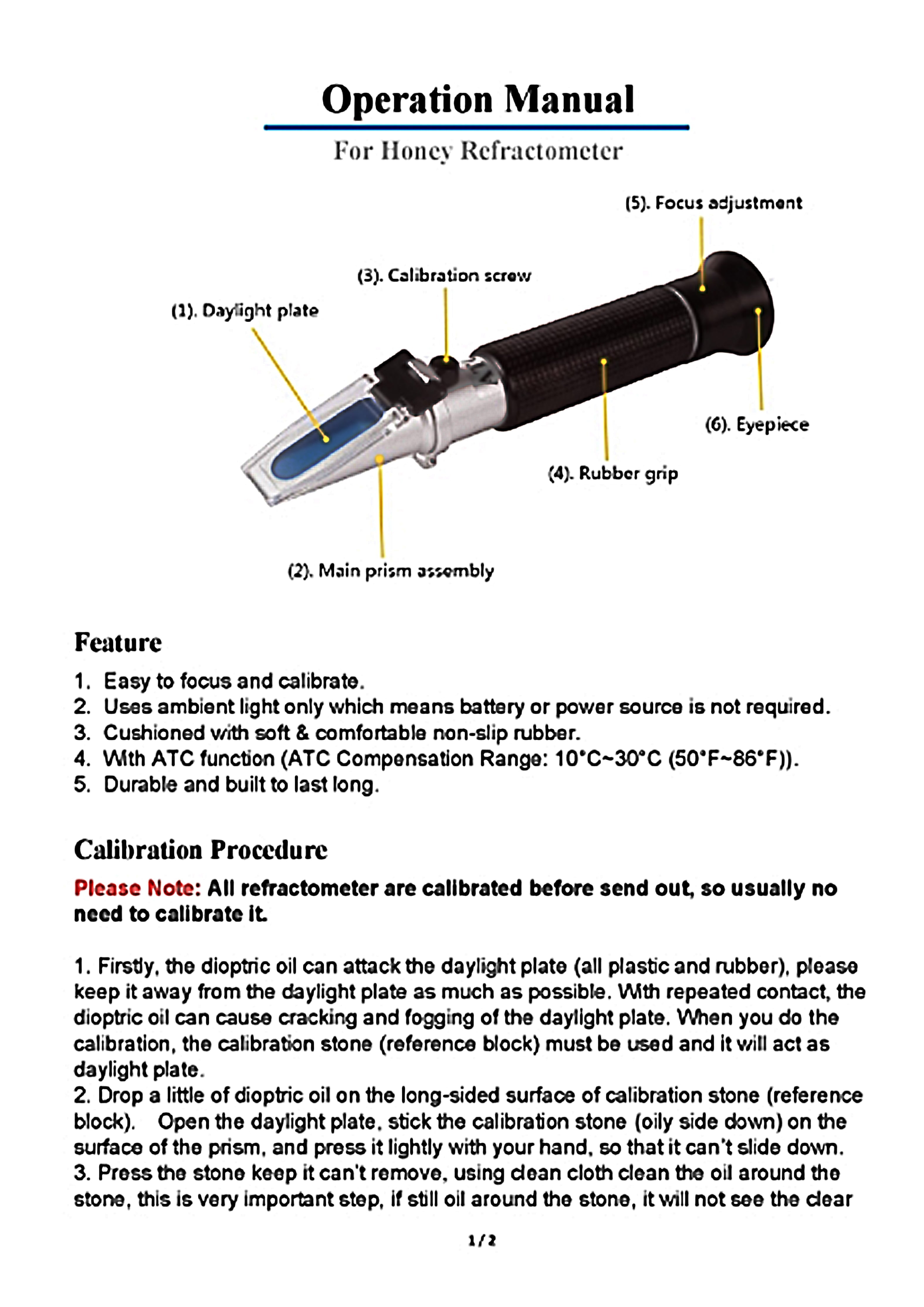 Honey Refrectrometer - Manual