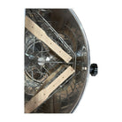 OZ Armour manual honey extractor interior showing stainless steel basket and wooden frame rests
