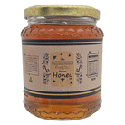 Organic honey glass jar with label and gold lid