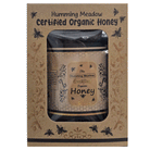 Organic honey gift box with jar visible through front window