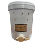 Organic honey in white food-grade bucket with lid and honey gate tap