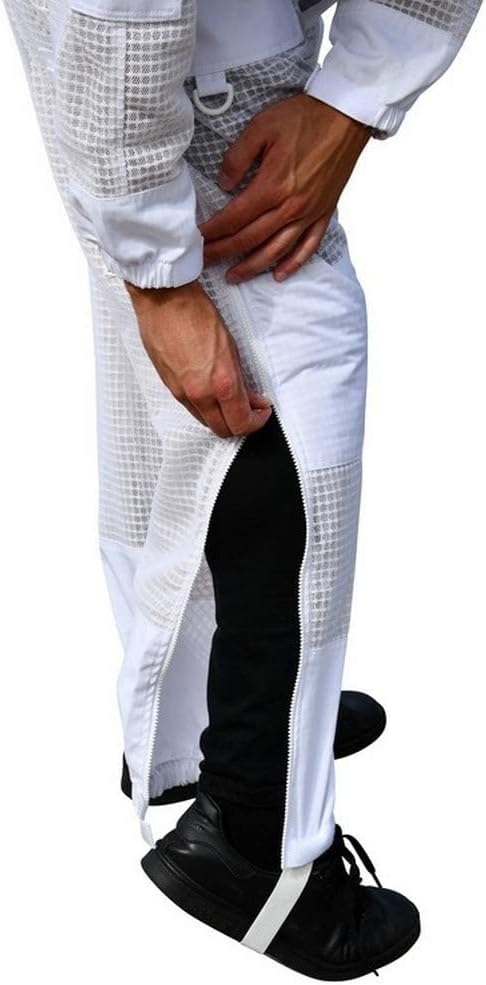 Beekeeping Suit Jacket & Trousers Pants with 2 Veils Fencing & Round Brim Hat Ventilated 3 Layer Mesh Costume - 