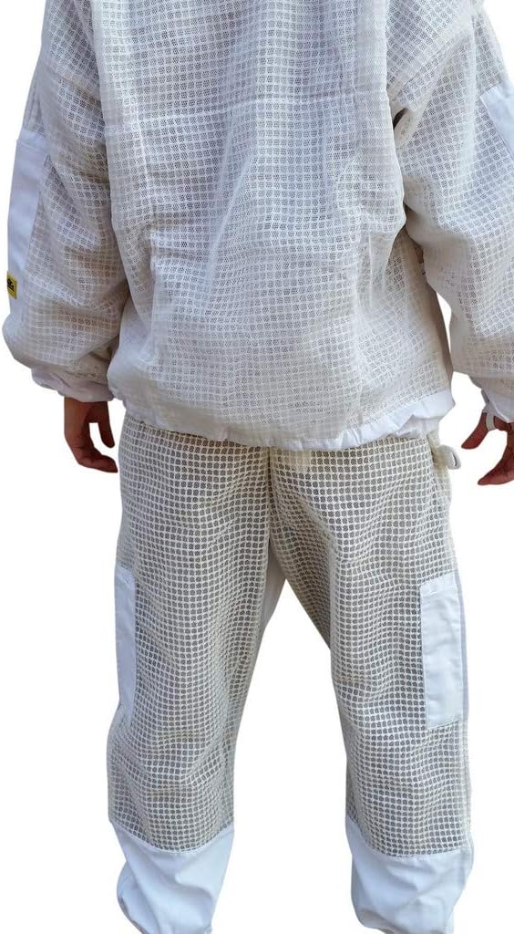 Beekeeping Suit Jacket & Trousers Pants with 2 Veils Fencing & Round Brim Hat Ventilated 3 Layer Mesh Costume - 